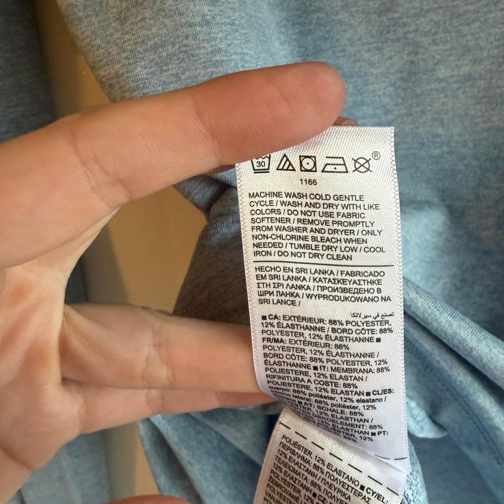 Athleta Uptempo Hoodie Sweatshirt Light Blue Long Sleeve Thumbholes XS TP - Picture 7 of 10